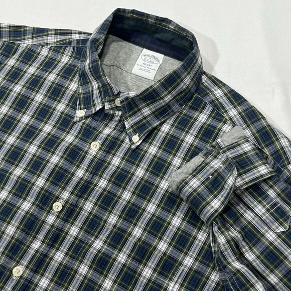 Brooks Brother Mens Blue‎ Plaid Regent Thermal Lined Cotton Button Up Size Large - Picture 1 of 9